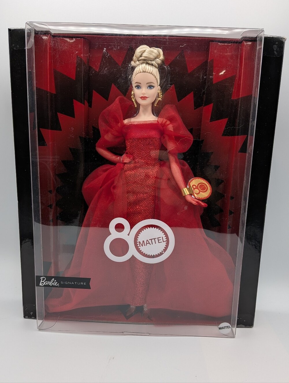 Barbie Signature Mattel 80th Anniversary Doll Blonde Red Gown JBJ17 NIB